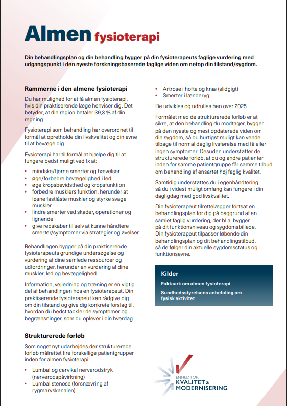 Beskrivelse af strukturerede forløb for speciale 51 fysioterapi